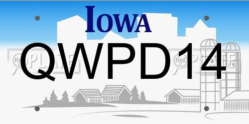 QWPD14 Iowa License Plate