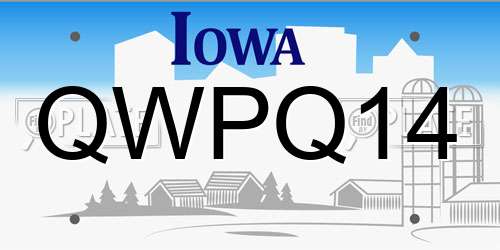 QWPQ14 Iowa License Plate