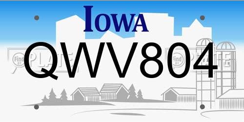 QWV804 Iowa License Plate