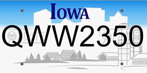 QWW2350 Iowa License Plate