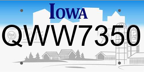 QWW7350 Iowa License Plate