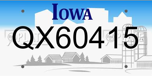 QX60415 Iowa License Plate