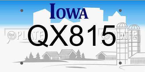 QX815 Iowa License Plate