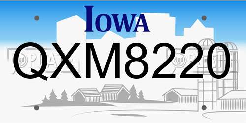 QXM8220 Iowa License Plate