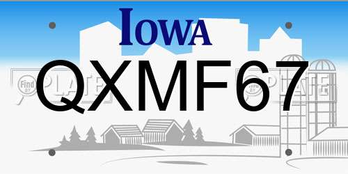 QXMF67 Iowa License Plate
