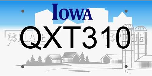 QXT310 Iowa License Plate