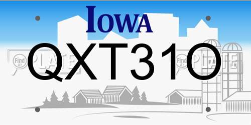 QXT31O Iowa License Plate