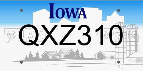 QXZ310 Iowa License Plate