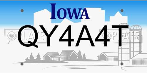 QY4A4T Iowa License Plate