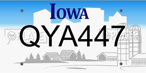 QYA447 Iowa License Plate