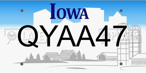 QYAA47 Iowa License Plate