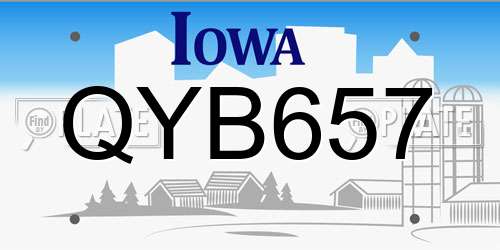 QYB657 Iowa License Plate