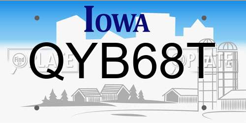 QYB68T Iowa License Plate