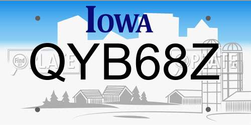 QYB68Z Iowa License Plate