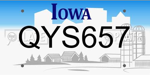 QYS657 Iowa License Plate