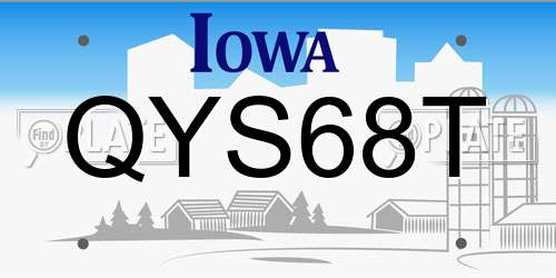 QYS68T Iowa License Plate