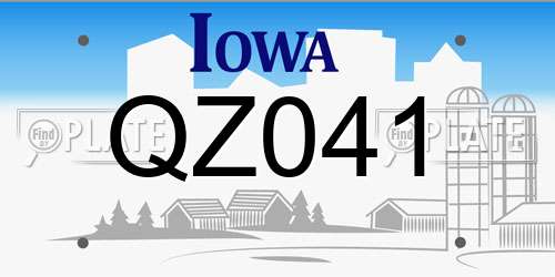 QZ041 Iowa License Plate