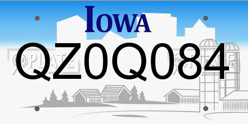 QZ0Q084 Iowa License Plate