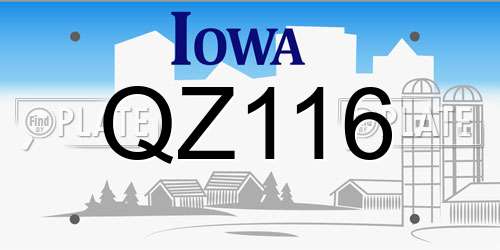 QZ116 Iowa License Plate
