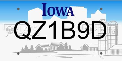 QZ1B9D Iowa License Plate