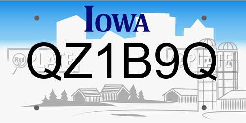 QZ1B9Q Iowa License Plate