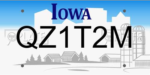 QZ1T2M Iowa License Plate