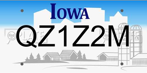 QZ1Z2M Iowa License Plate