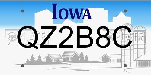 QZ2B8C Iowa License Plate
