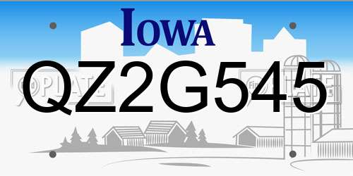 QZ2G545 Iowa License Plate