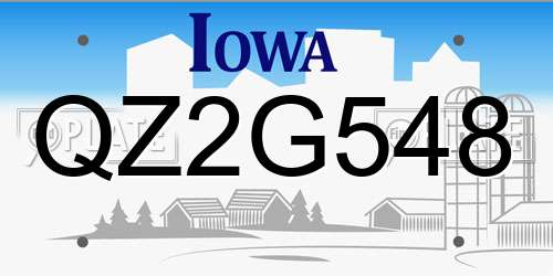 QZ2G548 Iowa License Plate