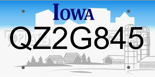 QZ2G845 Iowa License Plate