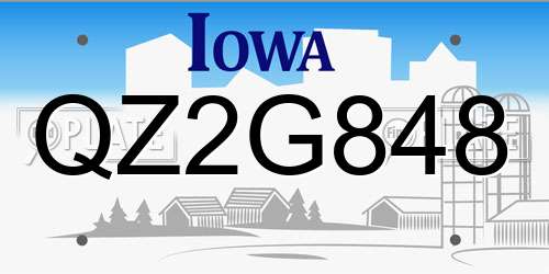 QZ2G848 Iowa License Plate
