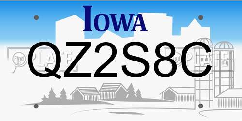 QZ2S8C Iowa License Plate