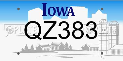 QZ383 Iowa License Plate