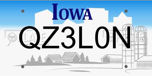 QZ3L0N Iowa License Plate