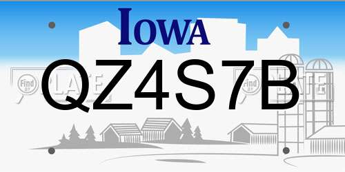 QZ4S7B Iowa License Plate