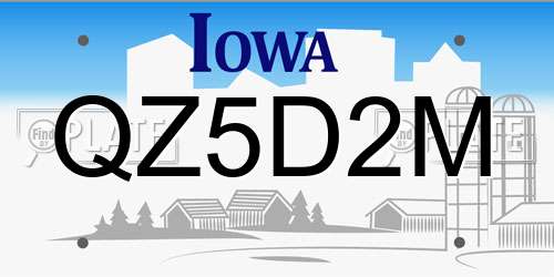 QZ5D2M Iowa License Plate