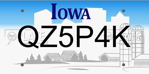 QZ5P4K Iowa License Plate