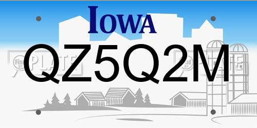 QZ5Q2M Iowa License Plate