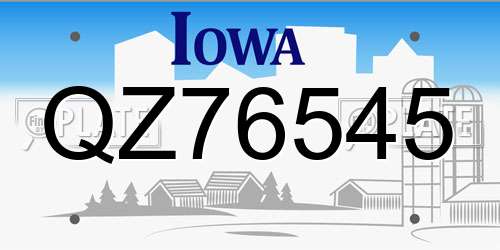 QZ76545 Iowa License Plate