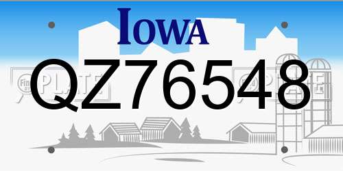 QZ76548 Iowa License Plate