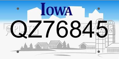 QZ76845 Iowa License Plate