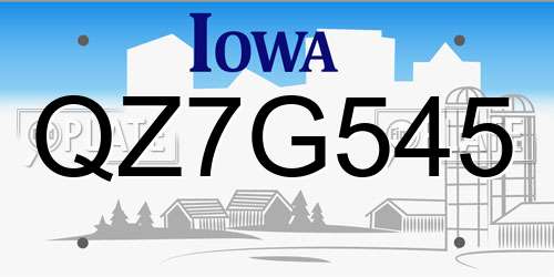QZ7G545 Iowa License Plate