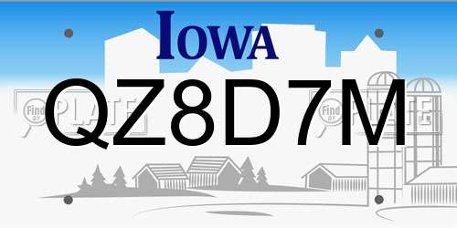 QZ8D7M Iowa License Plate