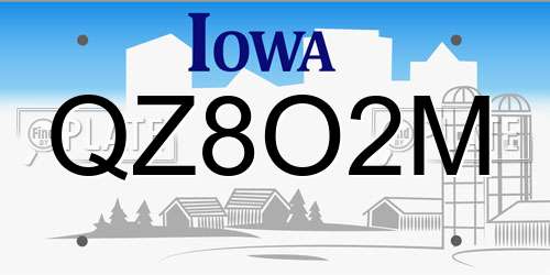 QZ8O2M Iowa License Plate