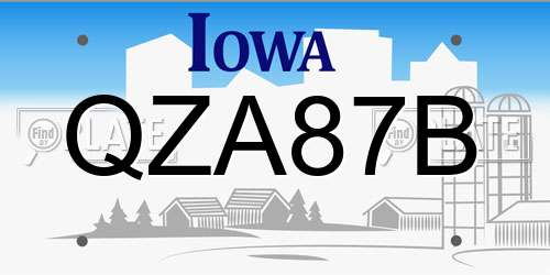 QZA87B Iowa License Plate
