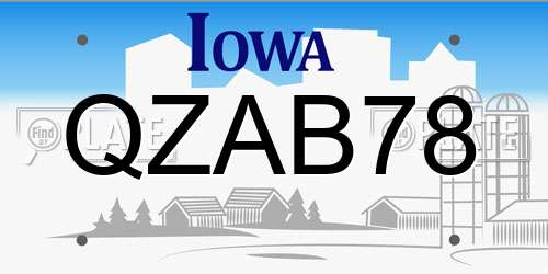 QZAB78 Iowa License Plate
