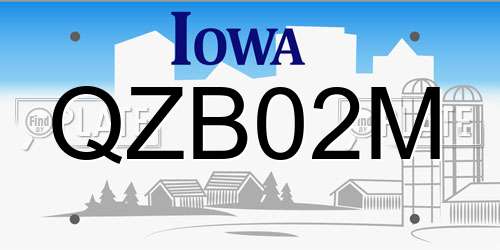 QZB02M Iowa License Plate