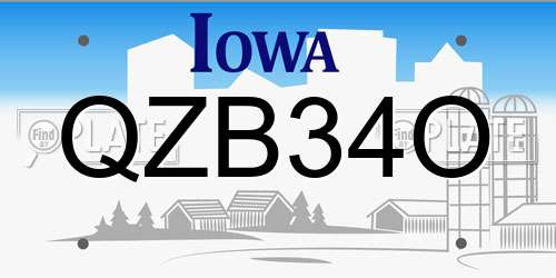 QZB34O Iowa License Plate