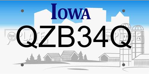 QZB34Q Iowa License Plate